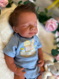 Hendrix 19” W/ short brown NEWBORN HAIR Full Silicone Boy Tan Skin Tone open mouth tat 10-15 days