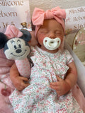 Adeline 19” Full Silicone Reborn Baby Girl tan Skin Tone 7.3lbs newborn open mouth FLAWED AND REPAIRED