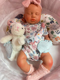 Adeline 19” Full Silicone Reborn Baby Girl tan Skin Tone 7.3lbs newborn open mouth FLAWED AND REPAIRED