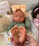 Adeline 19” Full Silicone Reborn Baby Girl tan Skin Tone 7.3lbs newborn open mouth FLAWED AND REPAIRED