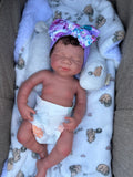 Victoria 19” W/ NEWBORN CURLY HAIR , CUSTOM MADE Full Silicone Tan Skin open mouth