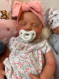 Adeline 19” Full Silicone Reborn Baby Girl tan Skin Tone 7.3lbs newborn open mouth FLAWED AND REPAIRED