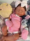 Victoria 19” W/ NEWBORN CURLY HAIR , CUSTOM MADE Full Silicone Tan Skin open mouth