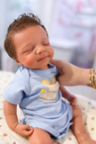 Hendrix 19” W/ short brown NEWBORN HAIR Full Silicone Boy Tan Skin Tone open mouth tat 10-15 days