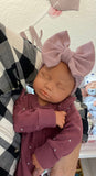 Adeline 19” Full Silicone Reborn Baby Girl tan Skin Tone 7.3lbs newborn open mouth FLAWED AND REPAIRED