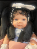“Snow White” 18in Full PREMIUM Silicone No  lines on limbs Custom Hand-rooted Hair Baby Girl open mouth approx 7lbs EYELASHES ADDED tat 10-15 days