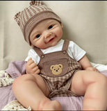 Koa 18in Bald Boy. Full PREMIUM SILICONE, fair skin no mold lines on limbs, buttery soft, OPEN MOUTH, approx 8Lbs