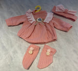 4pc PINK L/S Sweater Romper Set for Preemie 16” Dolls