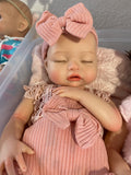 Belle 16in reborn baby Full Silicone Girl Painted Hair preemie approx 4lbs. Open mouth