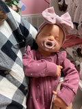 Adeline 19” Full Silicone Reborn Baby Girl tan Skin Tone 7.3lbs newborn open mouth FLAWED AND REPAIRED