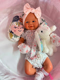Neilani 18” Full Silicone Baby Girl tan skin, no hair, open mouth approx 6lbs