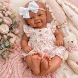 Neilani 18” Full Silicone Baby Girl tan skin, no hair, open mouth approx 6lbs